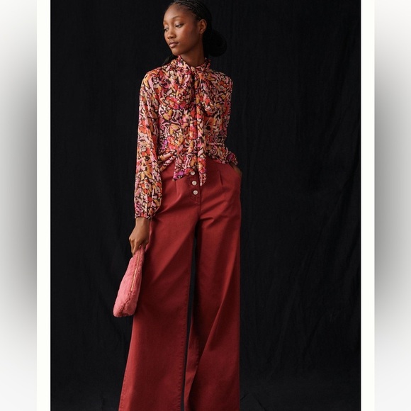 New Anthropologie MISA Lulu Blouse Bow Tie Size XS - Picture 1 of 7